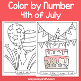 4th Of July Color By Number Worksheets