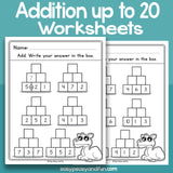 Pyramid Addition Up To 20 Worksheets