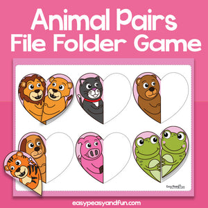 Valentines Day Animal Pairs File Folder Game