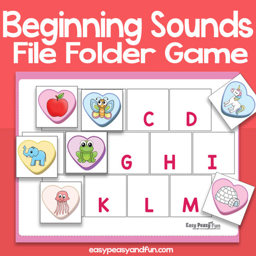 Valentines Day Beginning Sounds File Folder Game