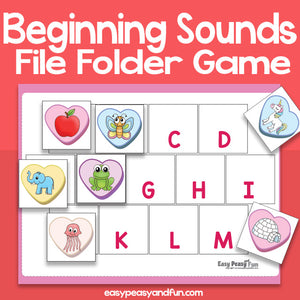 Valentines Day Beginning Sounds File Folder Game