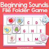 Valentines Day Beginning Sounds File Folder Game
