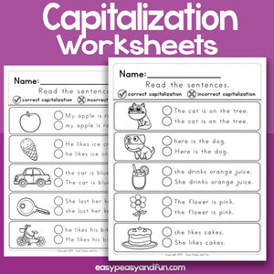 Mark The Correct Sentence Capitalization Worksheets