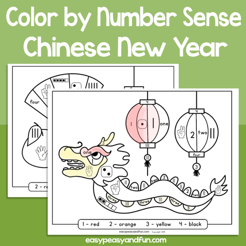 Chinese New Year Color By Number Sense