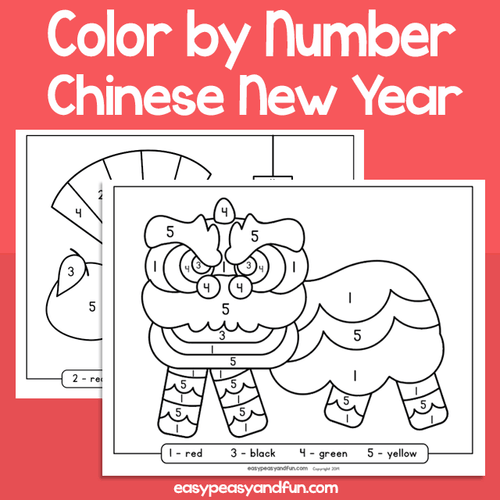 Chinese New Year Color By Number Worksheets