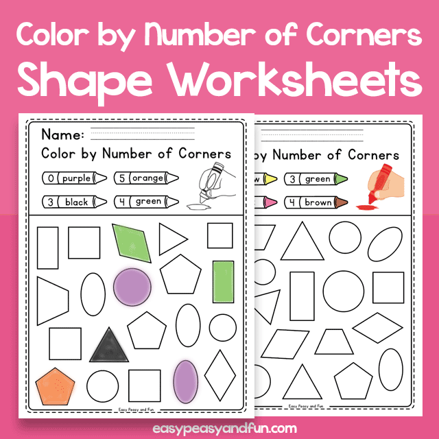 Color By Number Of Corners Shapes Worksheets