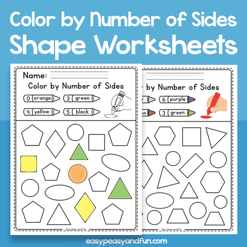 Color By Number Of Sides Shapes Worksheets