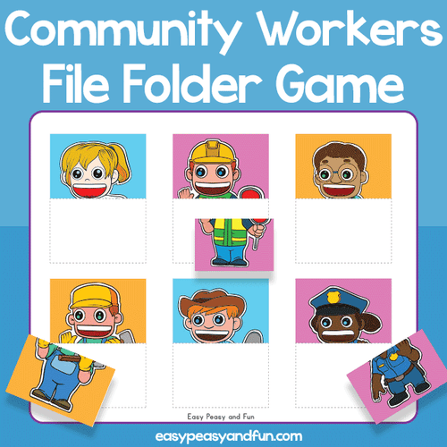 Community Workers Matching File Folder Game