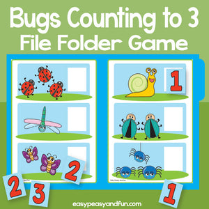 Bugs Counting To 3 File Folder Game