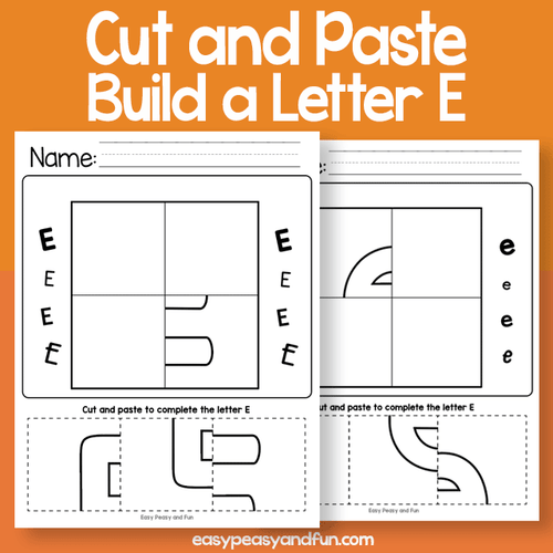 Cut And Paste A Letter E Worksheets