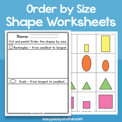 Cut And Paste – Order The Shapes By Size Worksheets