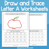 Draw And Trace Letter A Worksheets