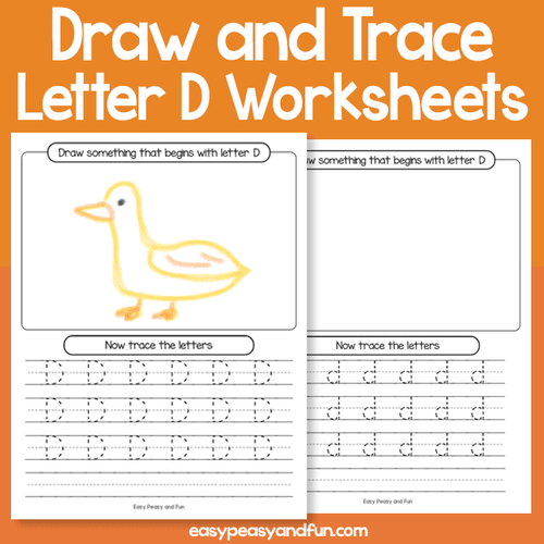 Draw And Trace Letter D Worksheets