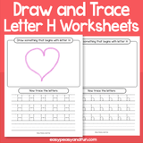 Draw And Trace Letter H Worksheets