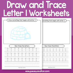 Draw And Trace Letter I Worksheets