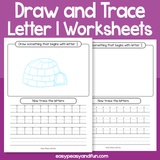 Draw And Trace Letter I Worksheets