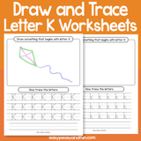 Draw And Trace Letter K Worksheets