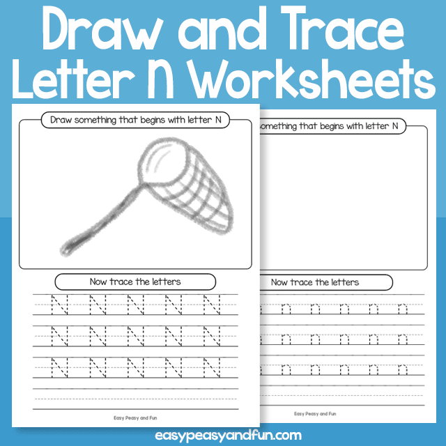 Draw And Trace Letter N Worksheets