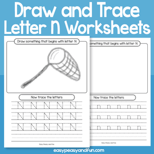 Draw And Trace Letter N Worksheets