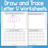 Draw And Trace Letter U Worksheets