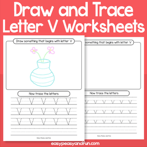 Draw And Trace Letter V Worksheets