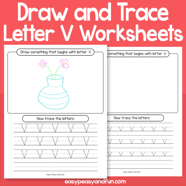 Draw And Trace Letter V Worksheets