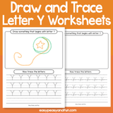 Draw And Trace Letter Y Worksheets