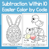 Easter Color By Code Subtraction Within 10