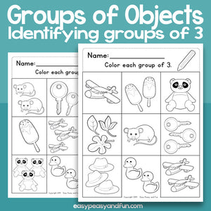 Counting Groups Of Objects Worksheets – Three