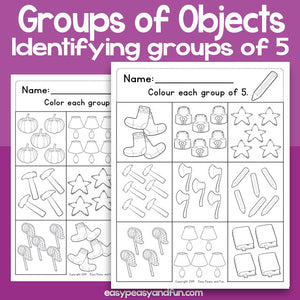 Counting Groups Of Objects Worksheets – Five