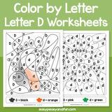 Letter D Color By Letter Worksheets