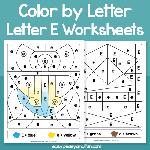 Letter E Color By Letter Worksheets