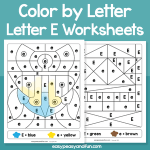 Letter E Color By Letter Worksheets