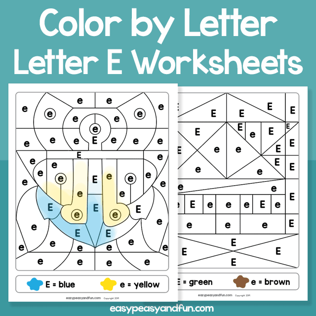 Letter E Color By Letter Worksheets