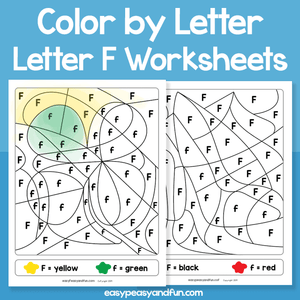 Letter F Color By Letter Worksheets