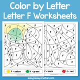 Letter F Color By Letter Worksheets