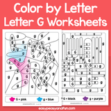 Letter G Color By Letter Worksheets