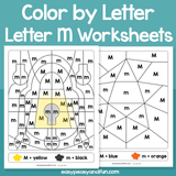 Letter M Color By Letter Worksheets