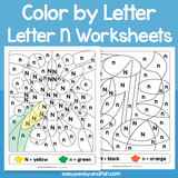 Letter N Color By Letter Worksheets