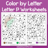 Letter P Color By Letter Worksheets