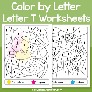 Letter T Color By Letter Worksheets