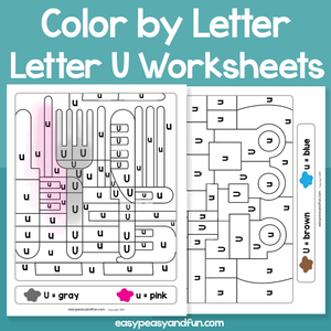 Letter U Color By Letter Worksheets