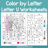 Letter U Color By Letter Worksheets