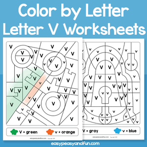 Letter V Color By Letter Worksheets