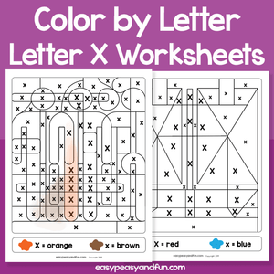 Letter X Color By Letter Worksheets
