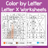 Letter X Color By Letter Worksheets