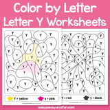 Letter Y Color By Letter Worksheets