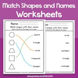 Match The Shapes With Their Names Worksheets