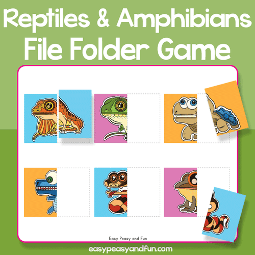 Reptiles And Amphibians Matching File Folder Game