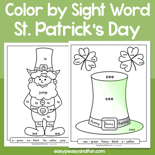 Saint Patrick’s Day Color By Sight Word